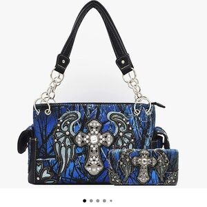 Elegant Blue and Black Shoulder Conceal and Carry Bag Set